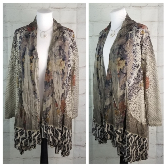 Kamana M Open-Front Multi-Pattern Mesh Blazer Jacket Cardigan - Picture 3 of 8